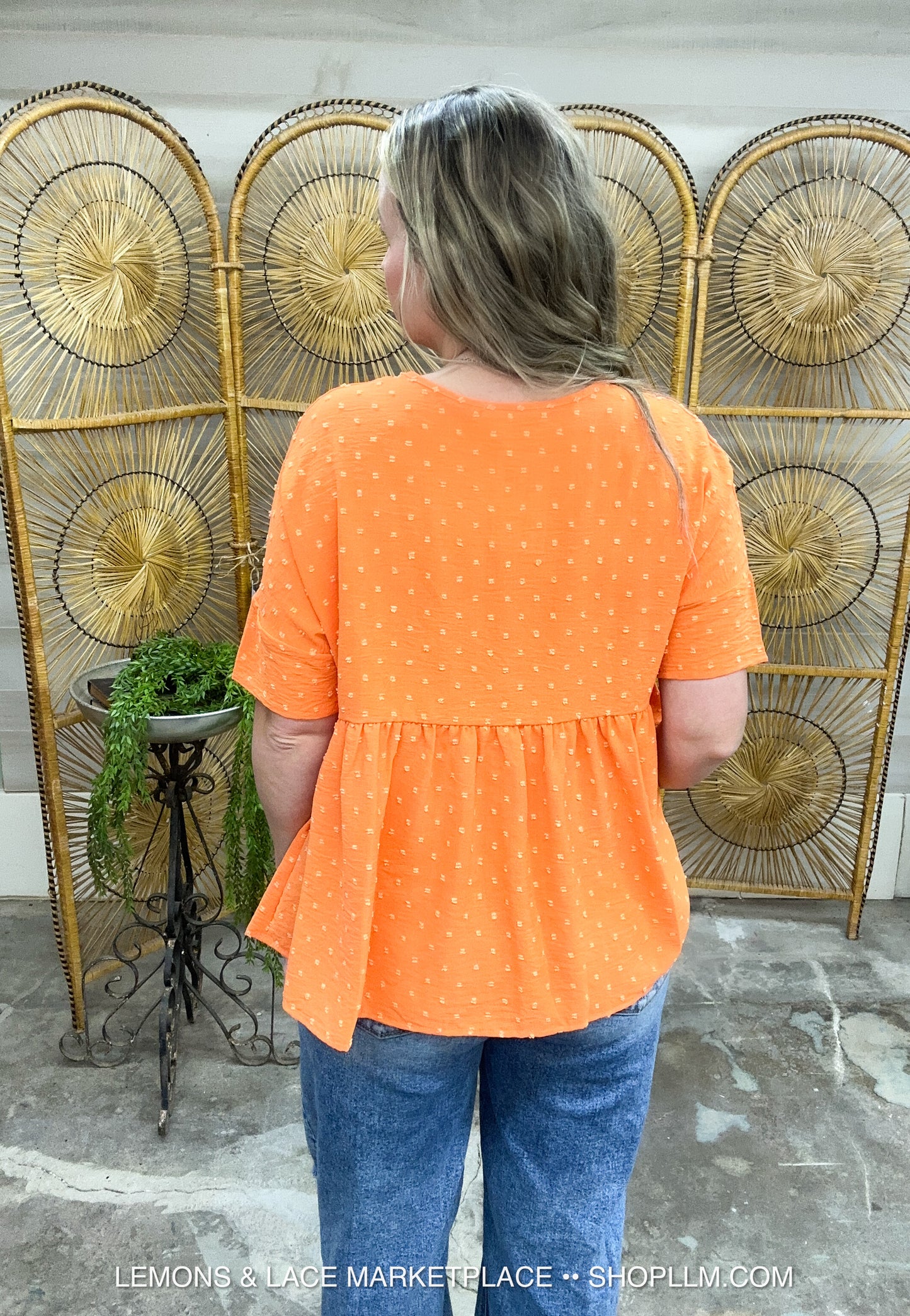 Dainty Textured Peplum Top Apricot
