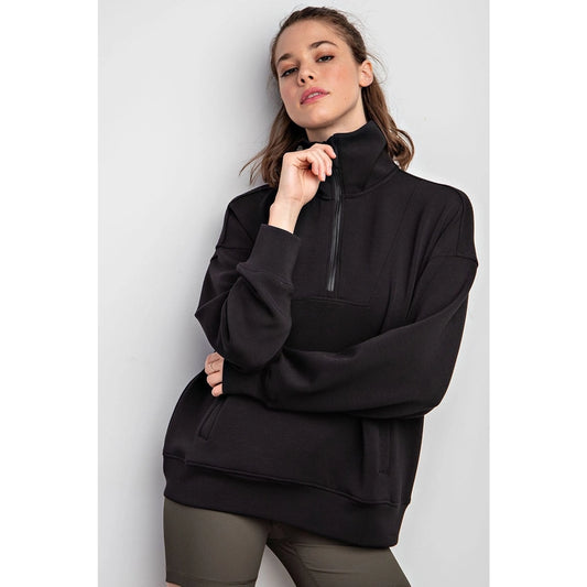 Black Classy Quarter Zip Pullover
