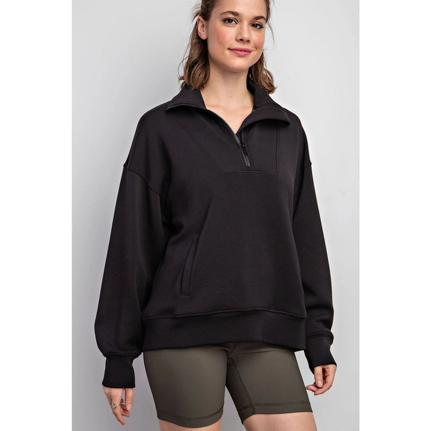 Black Classy Quarter Zip Pullover