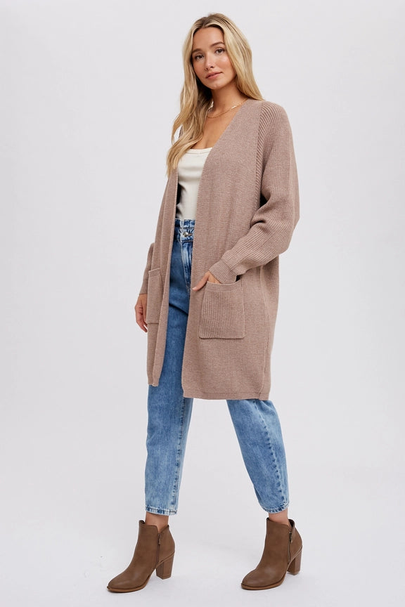 Open Front Batwing Sleeve Cardigan Latte