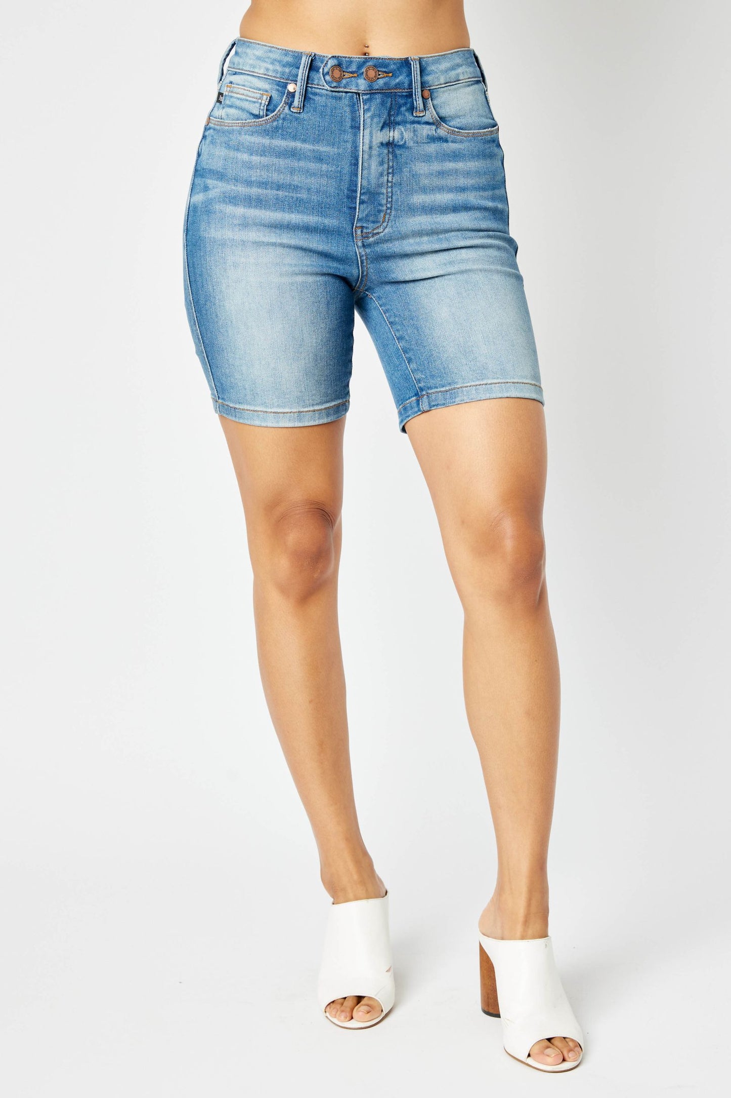 Sammi Bermuda Length Tummy Control Shorts by Judy Blue