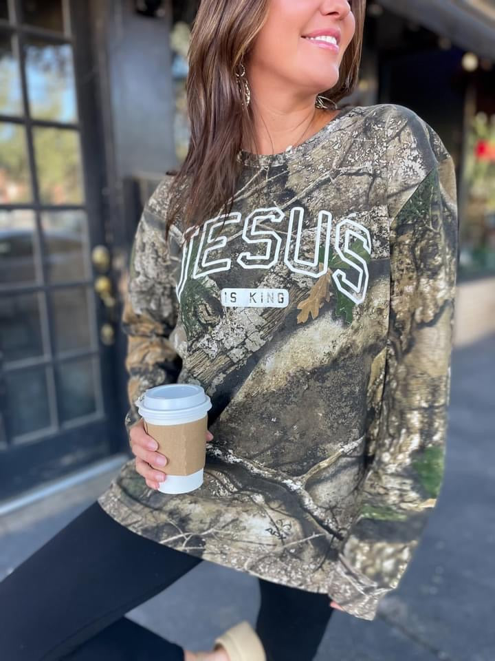 Jesus is King Long Sleeve Camo Tee