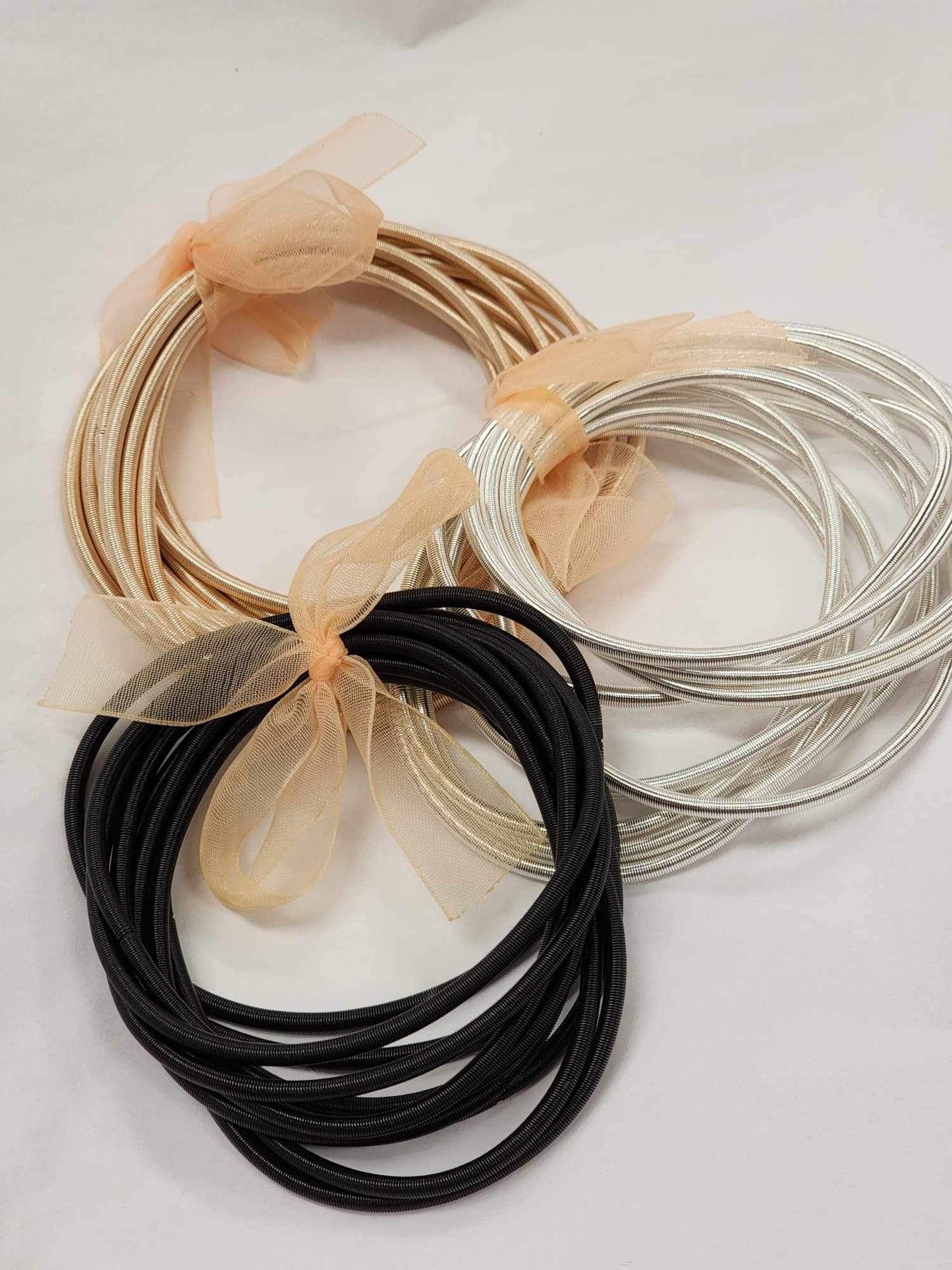 Black Thick Guitar String Bracelets -10pcs Set