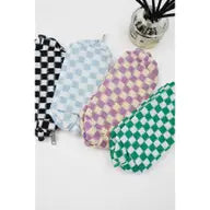 Checkered Knitted Cosmetic Bag