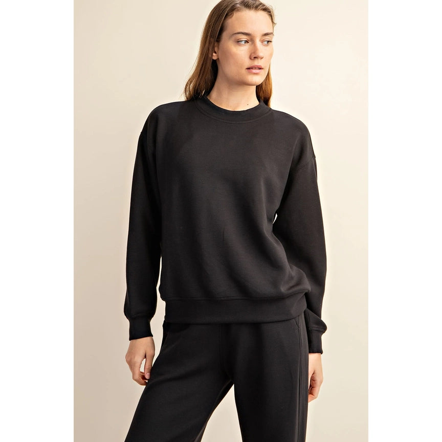 Black Classy Mock Neck Pullover