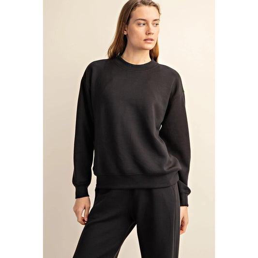 Black Classy Mock Neck Pullover