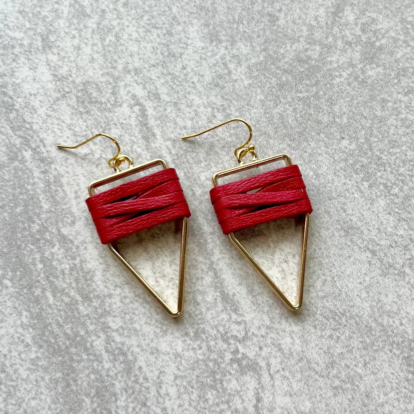 Red Weaved Leather Earring