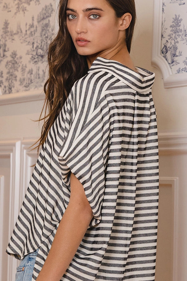 Dolman Black Striped Blouse