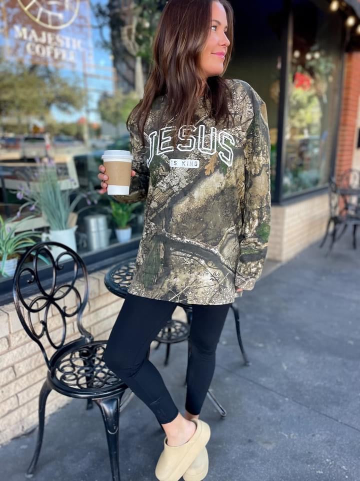 Jesus is King Long Sleeve Camo Tee