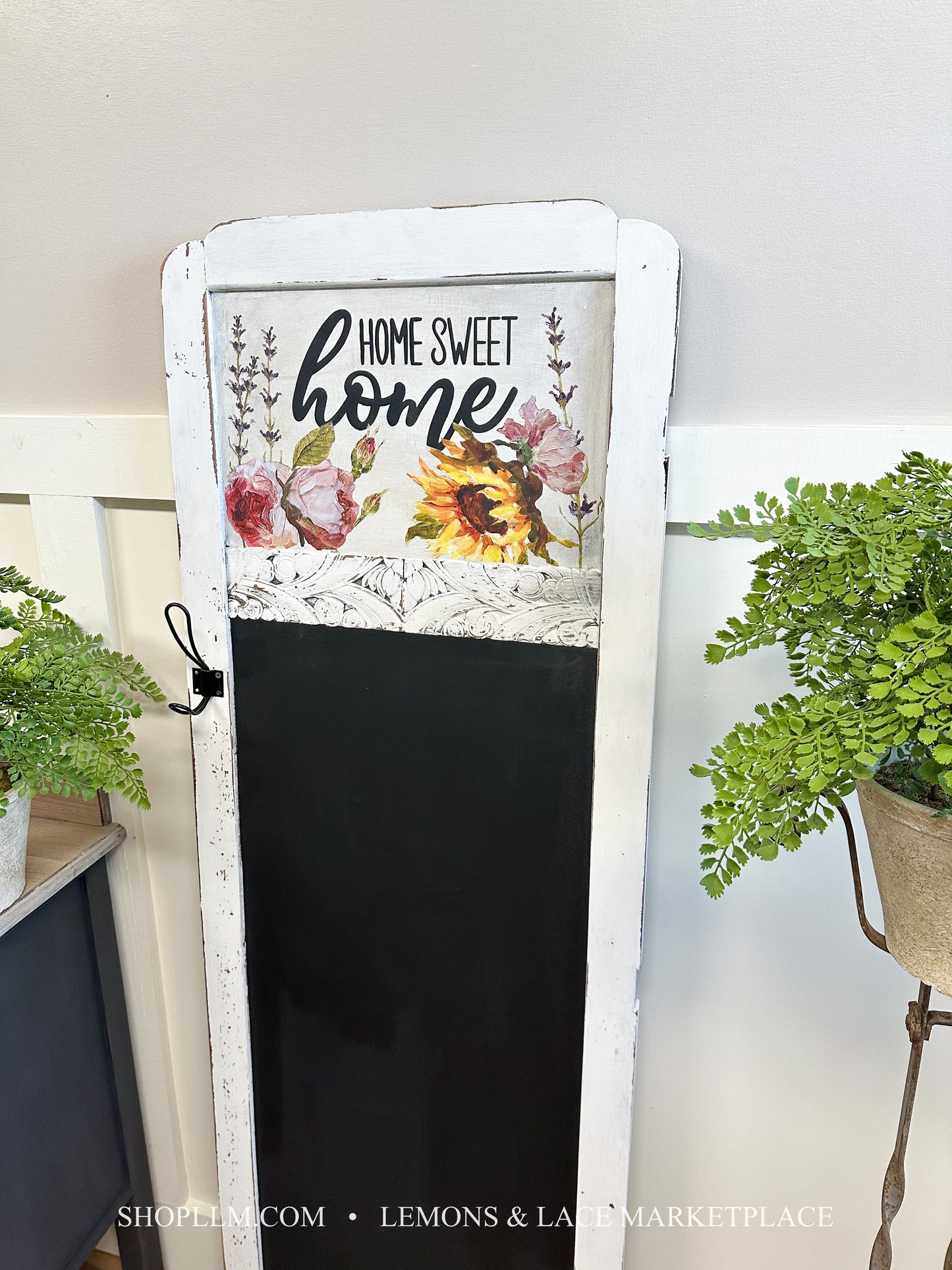 Repurposed Chalkboard with Floral Designs