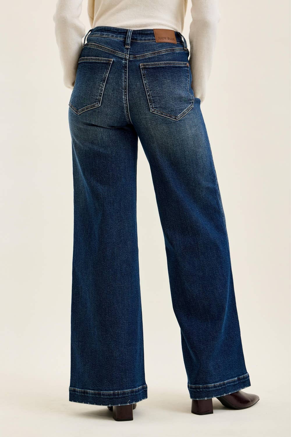LUX High Waisted Retro Wide w/ Front Tab Closure DK Fade Indigo