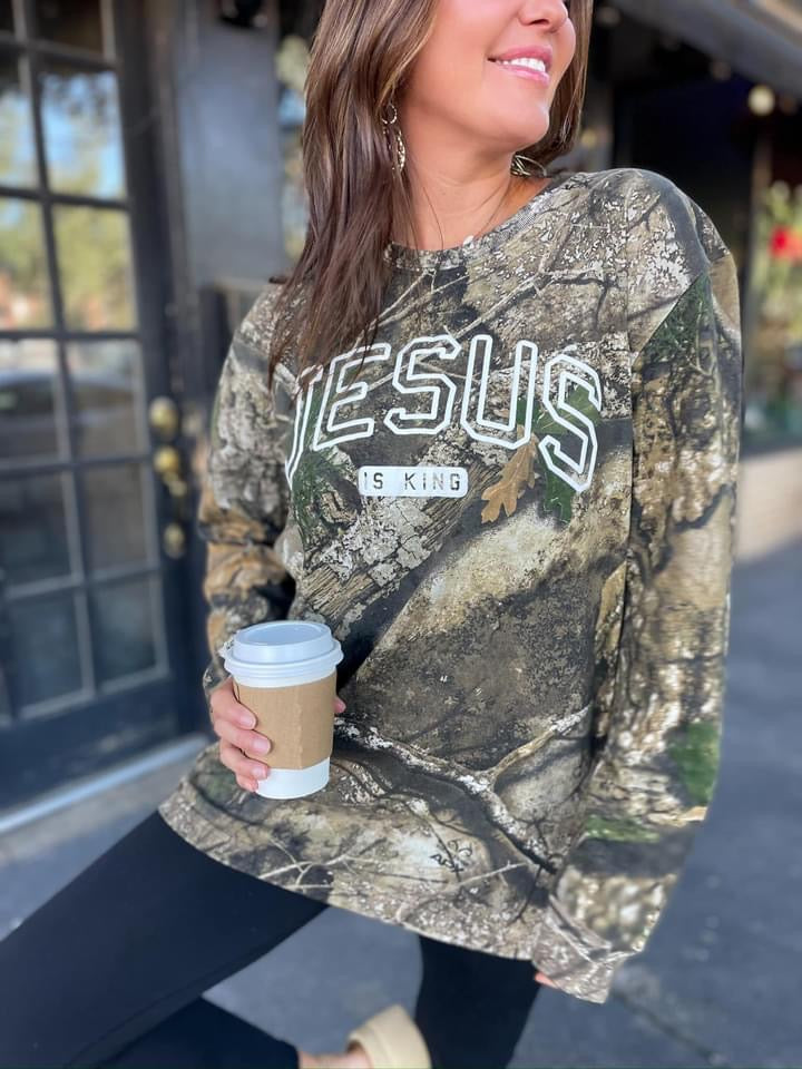 Jesus is King Long Sleeve Camo Tee