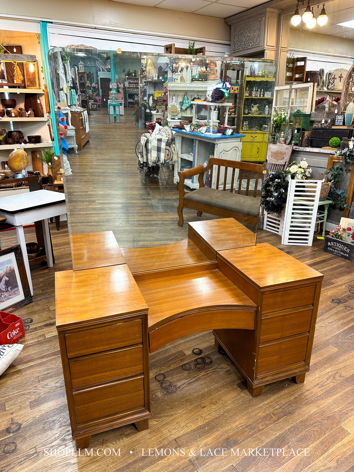 Vintage MCM Vanity & Mirror and Night Stand Set