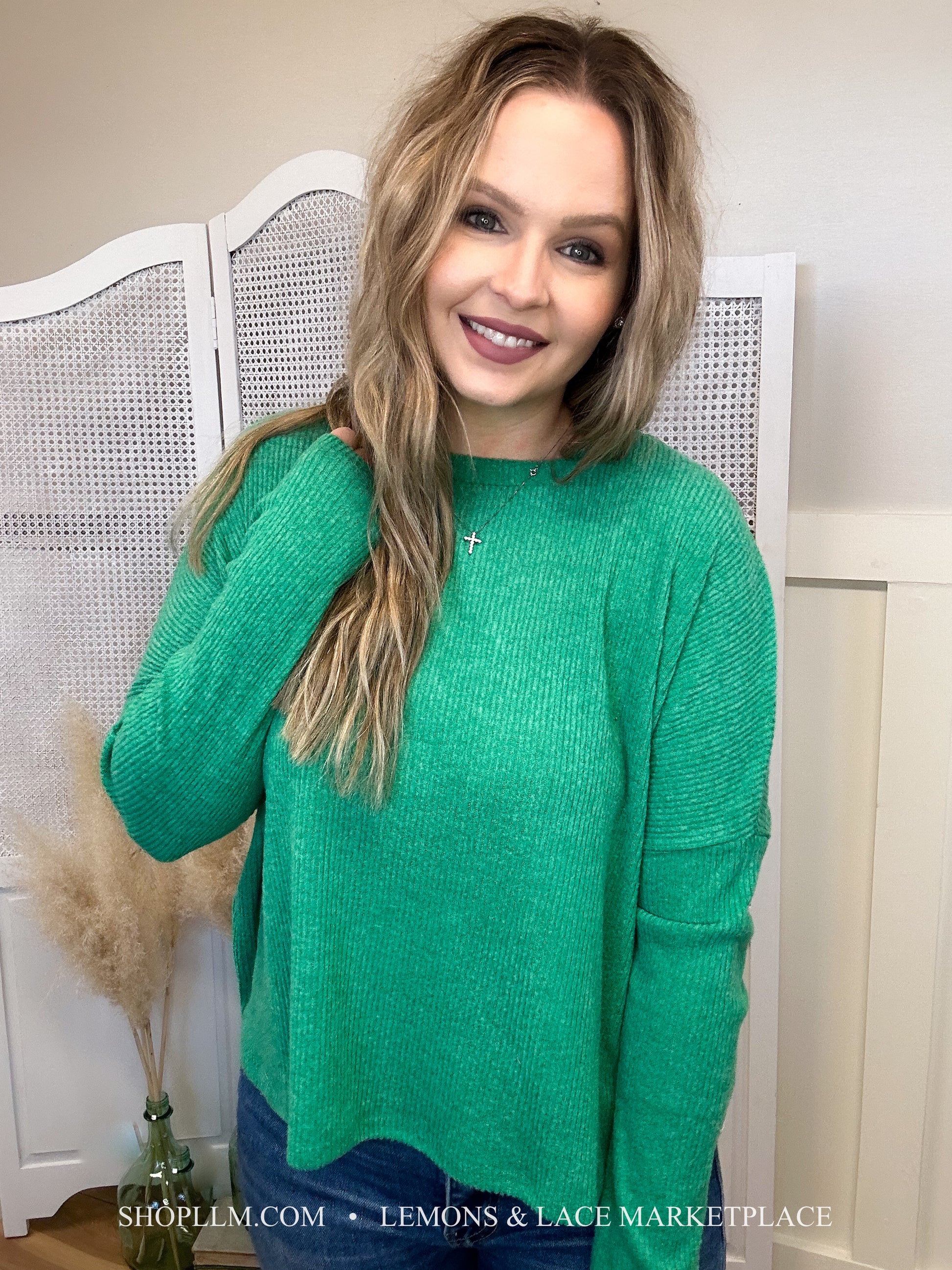 Kelly Grn Ribbed Dolman Sweater Lemons and Lace Marketplace Kelly Grn Ribbed Dolman Sweater Lemons and Lace Marketplace