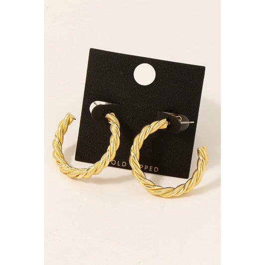 Gold Dipped Twisted Hoop Earrings