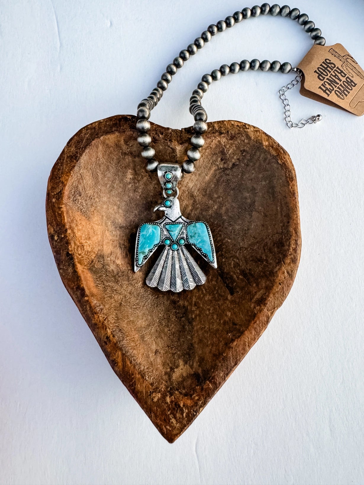 Western Navajo Turquoise Thunderbird Necklac