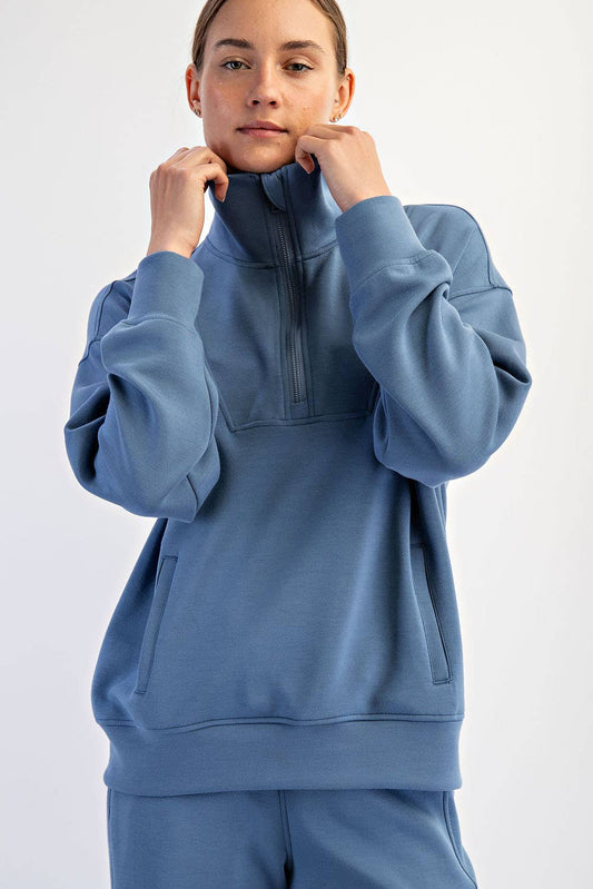 MODAL SCUBA QUARTER ZIP FUNNEL NECK PULLOVER