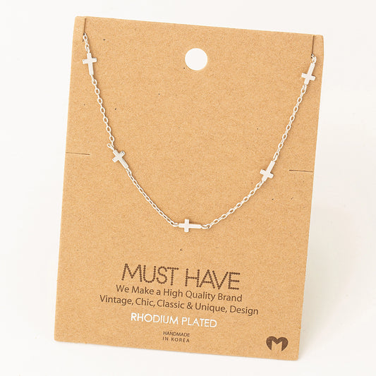 Dainty Cross Necklace in Silver