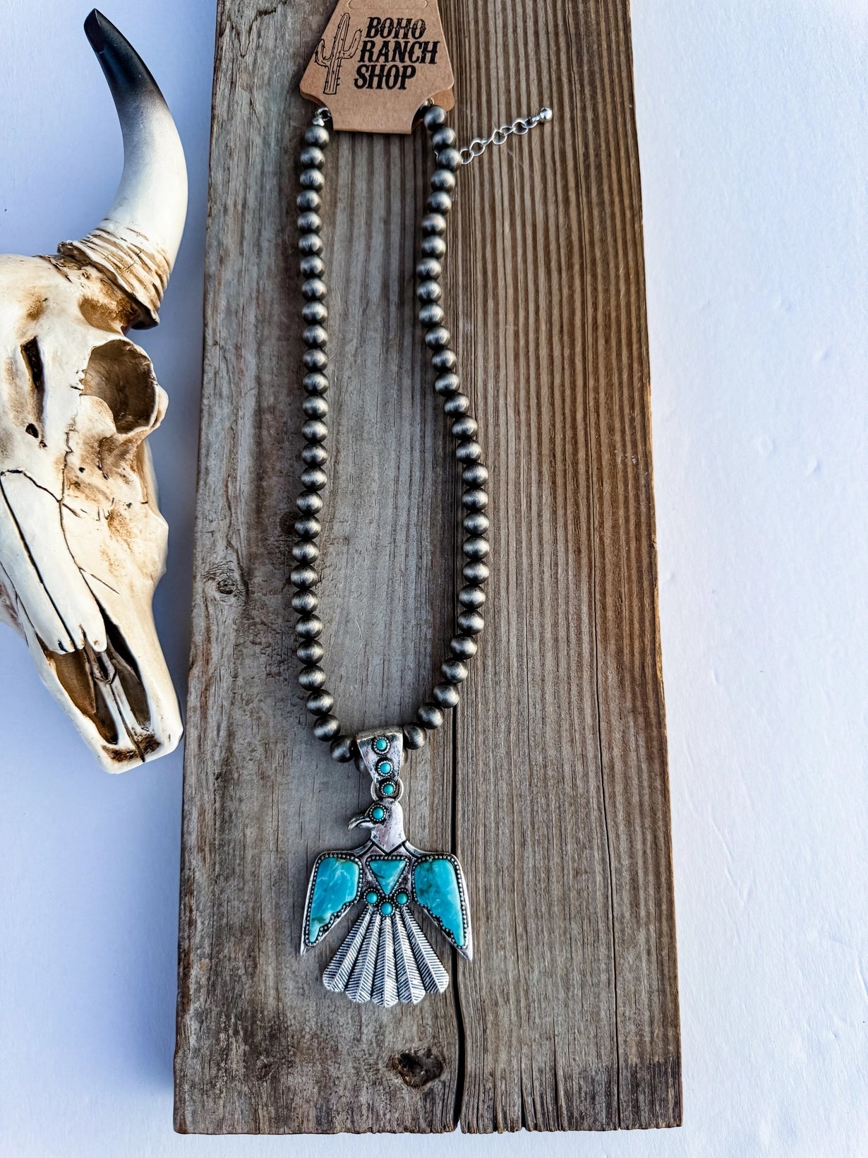 Western Navajo Turquoise Thunderbird Necklac