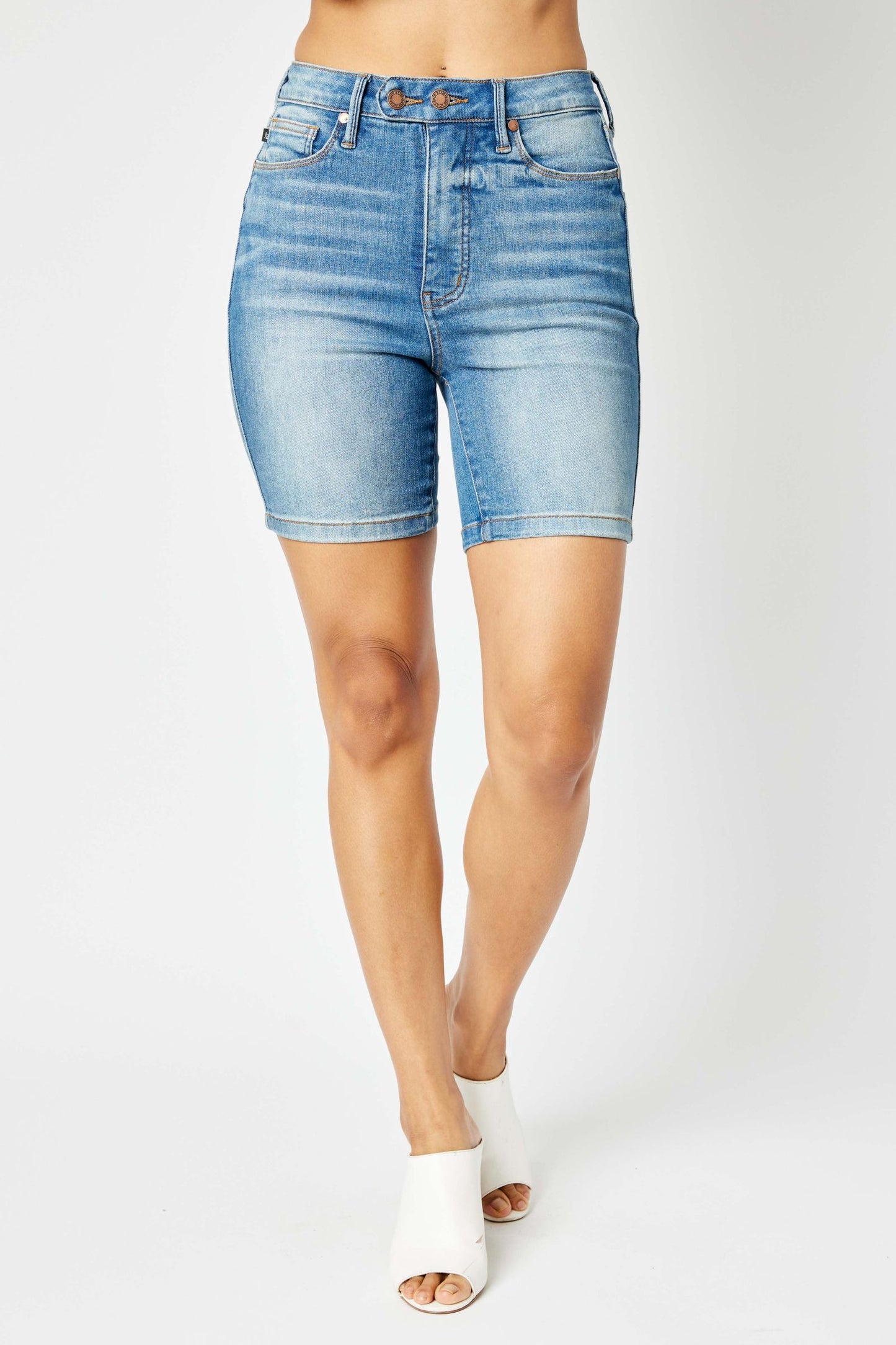 Sammi Bermuda Length Tummy Control Shorts by Judy Blue