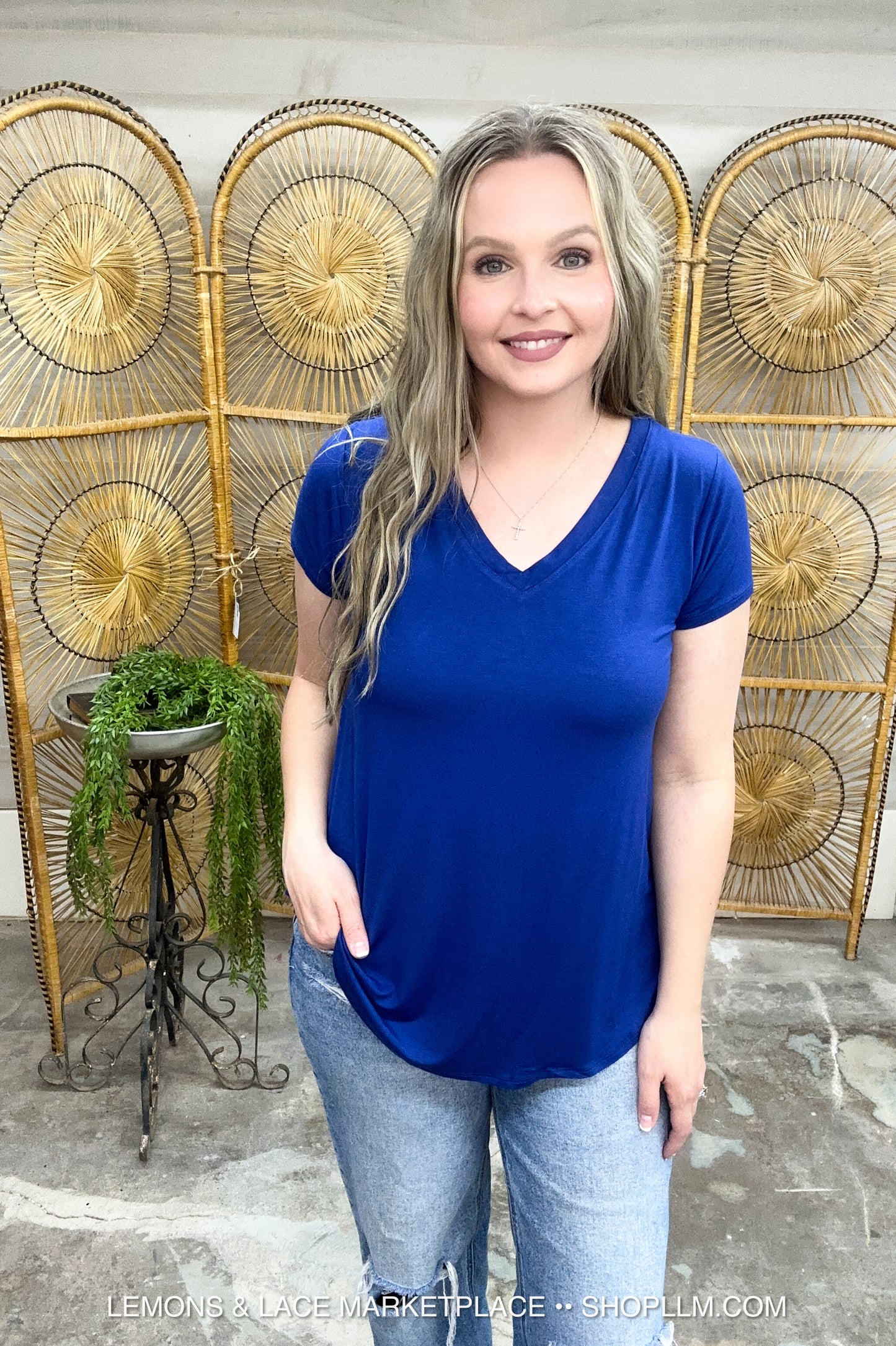 Lt. Navy Better Than Basic Vneck Top