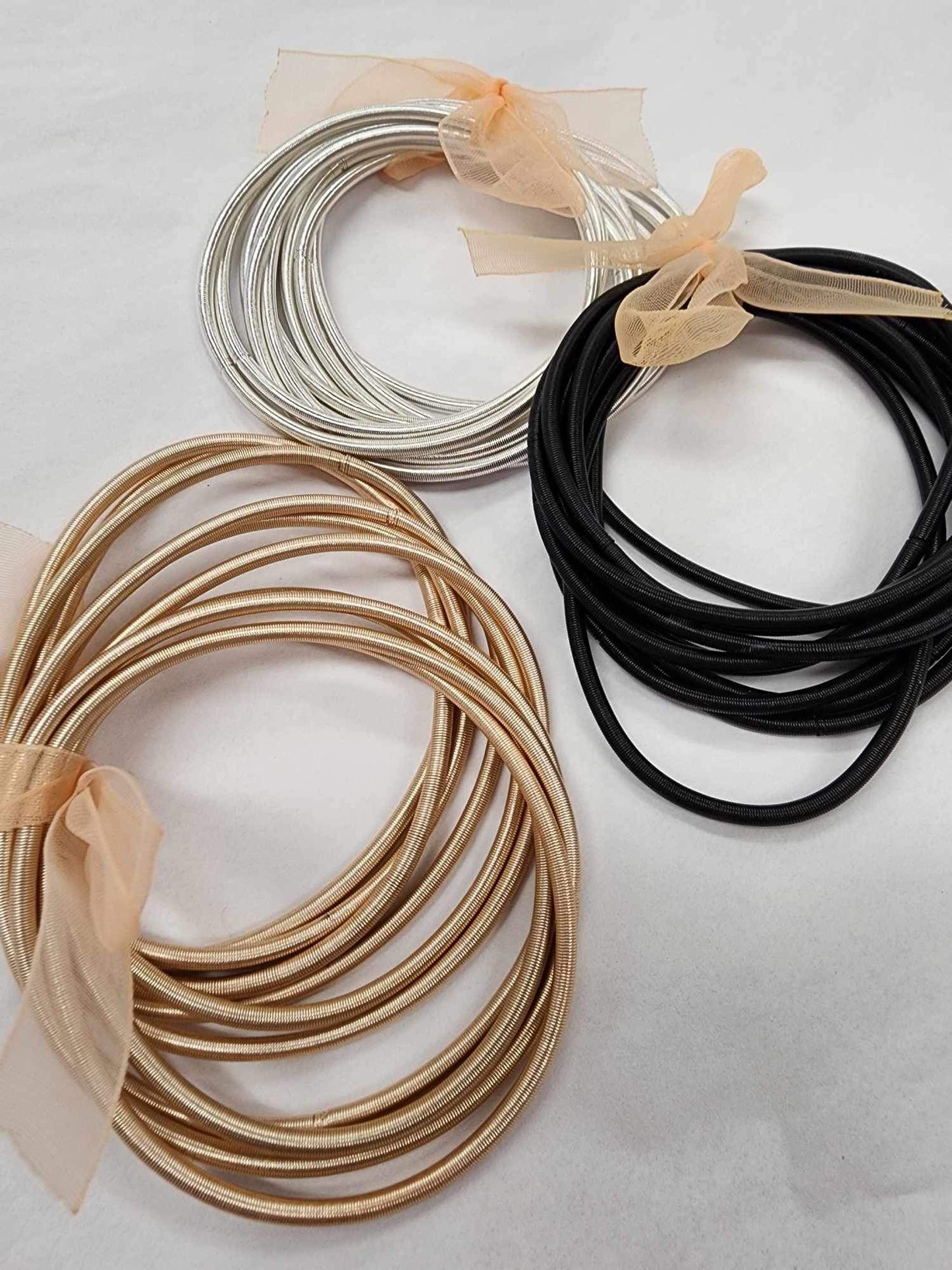 Silver Thick Guitar String Bracelets -10pcs Set