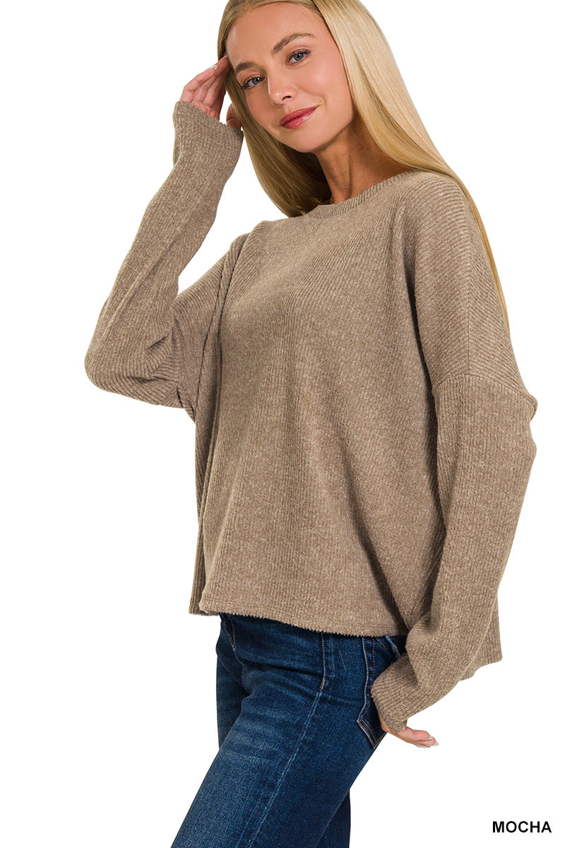 Kelly Green Ribbed Dolman Sweater