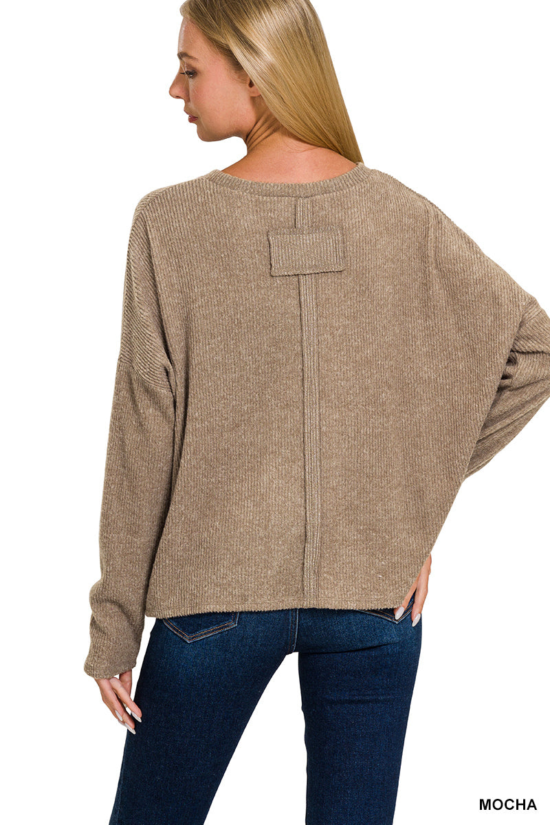 Heather Grey Ribbed Dolman Sweater