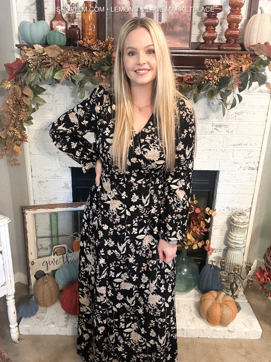 Floral Print Wrap Maxi Dress