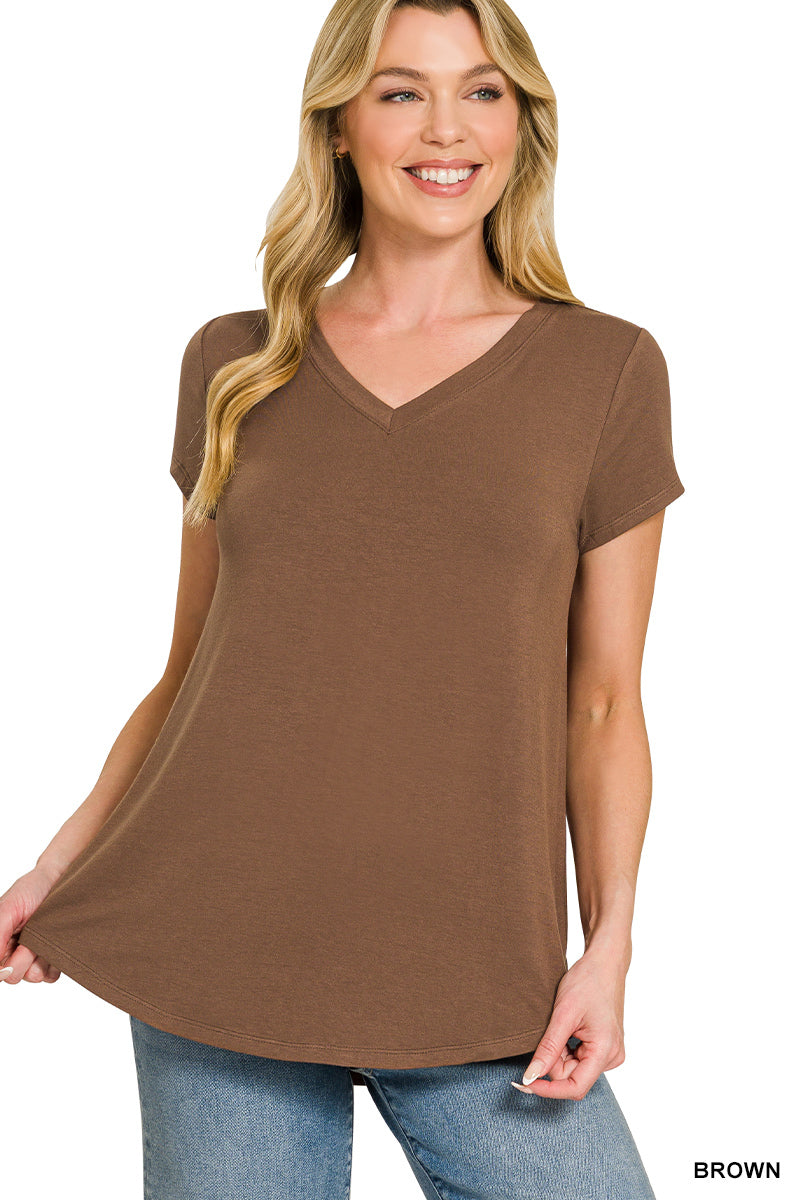 Brown Better Than Basic Vneck Top