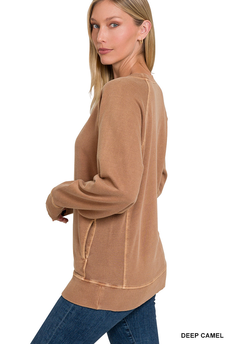 Rust Acid Washed French Terry Pullover