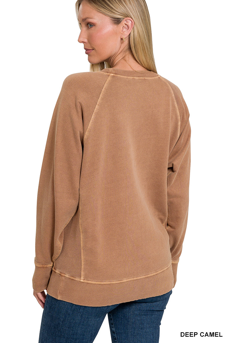 Rust Acid Washed French Terry Pullover