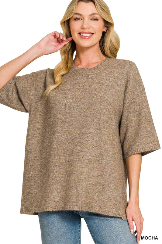 Mocha Debbie's Short Sleeve Oversized Sweater