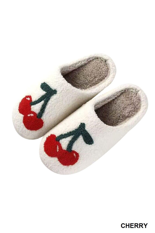 Cherry Plush Cozy Slippers