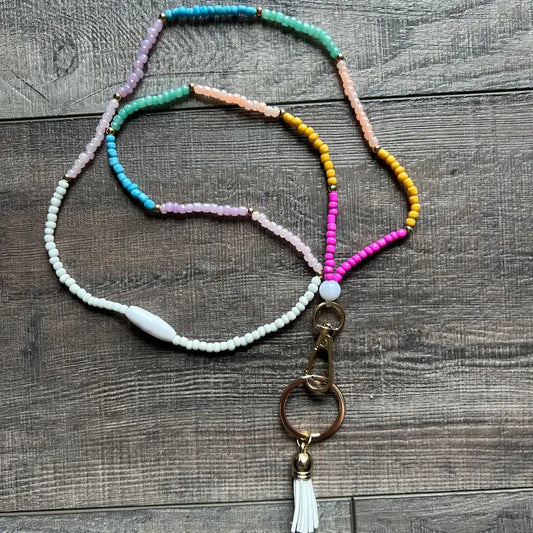 Cool Colors Seed Bead Lanyard with Breakaway Clasp