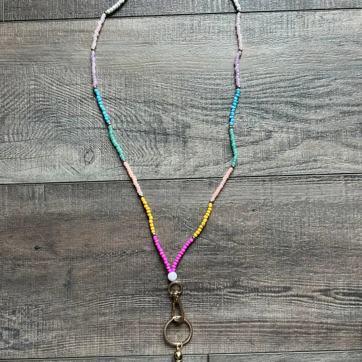 Cool Colors Seed Bead Lanyard with Breakaway Clasp