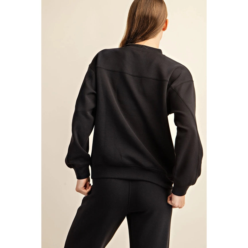 Black Classy Mock Neck Pullover