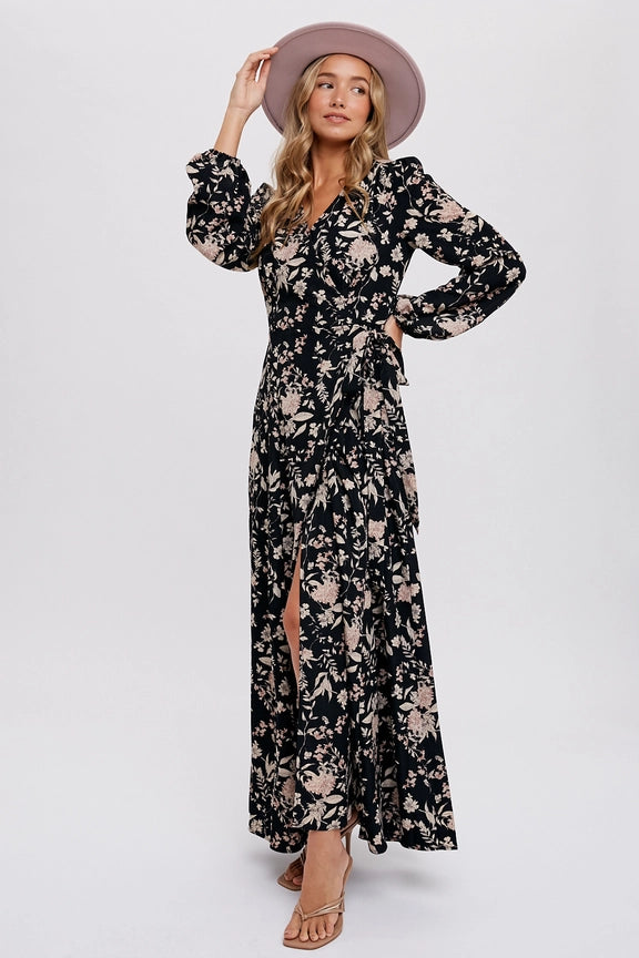 Floral Print Wrap Maxi Dress