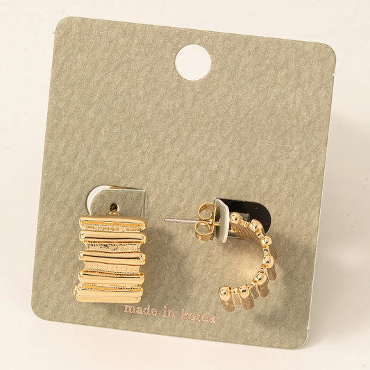 Wide Bar Hoop Earrings in Gold