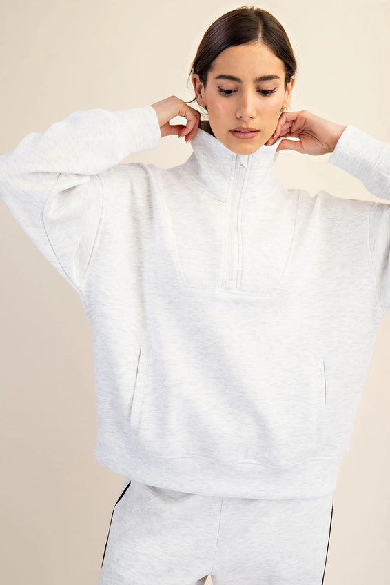 Light Heather Classy Quarter Zip Pullover
