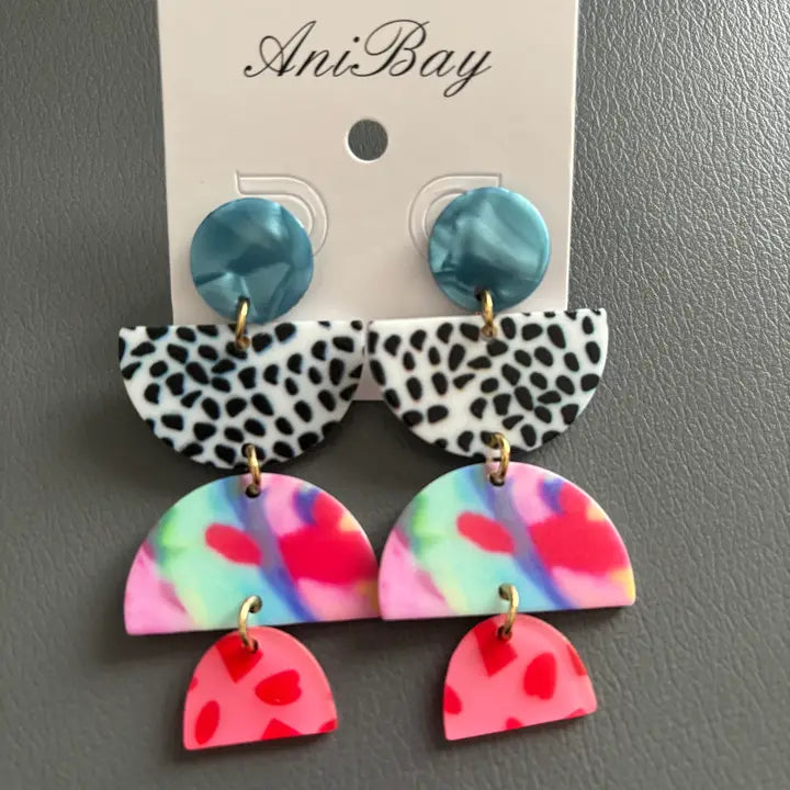 Multi Polka Dot Drop Earrings