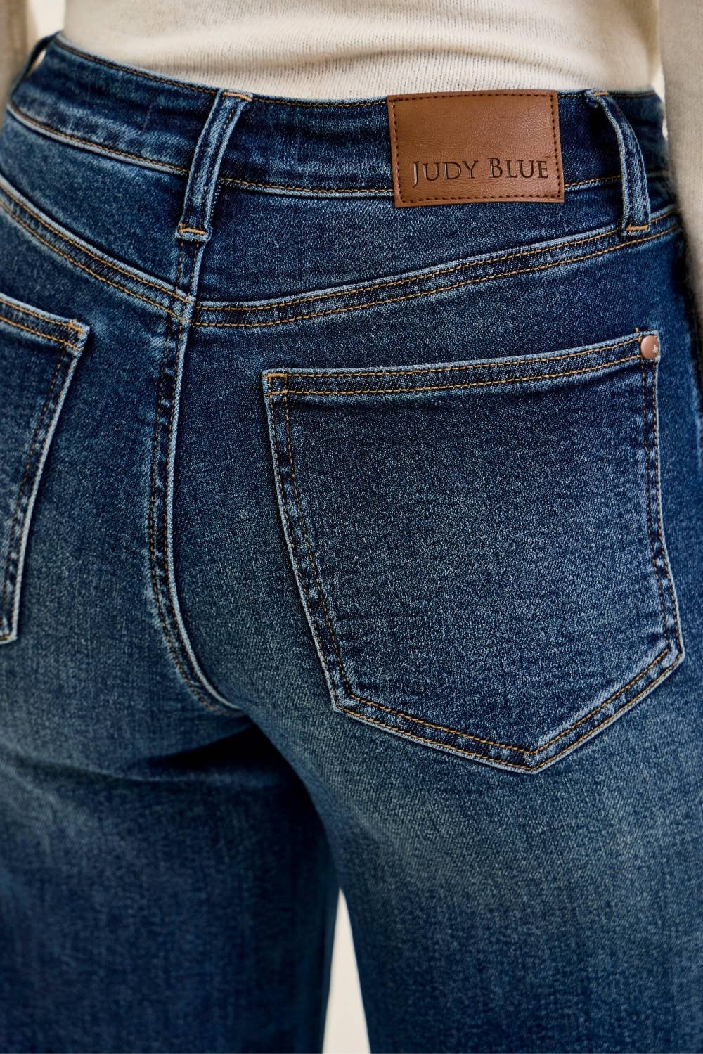 LUX High Waisted Retro Wide w/ Front Tab Closure DK Fade Indigo