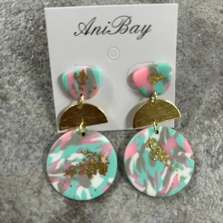 Mint & Pink Drop Earrings