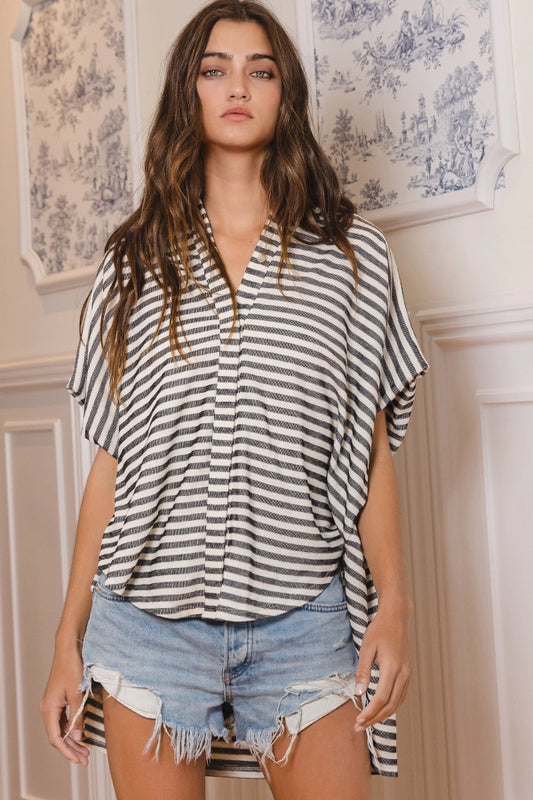 Dolman Black Striped Blouse