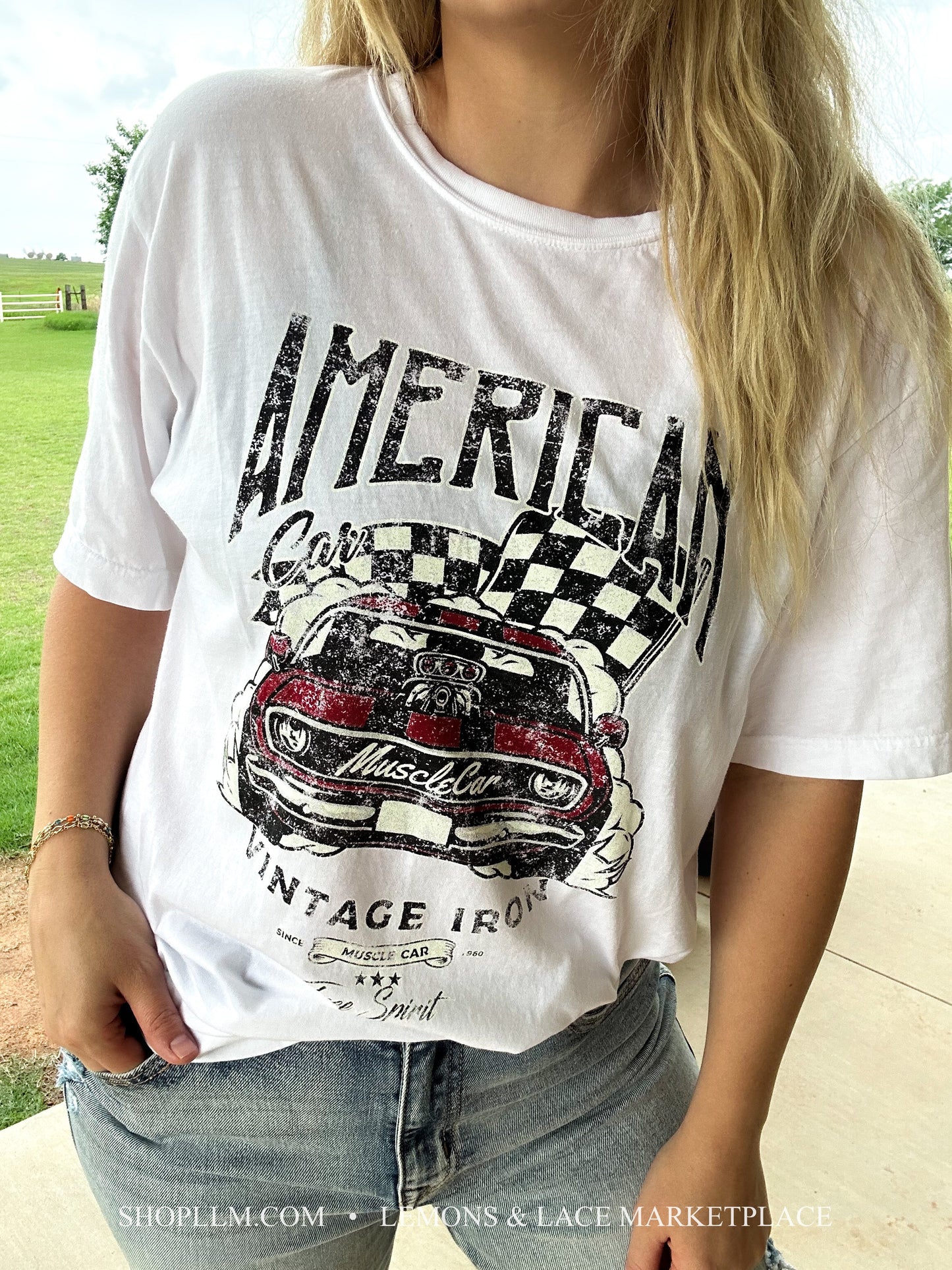 Distressed Vintage Muscle Car Graphic Tee