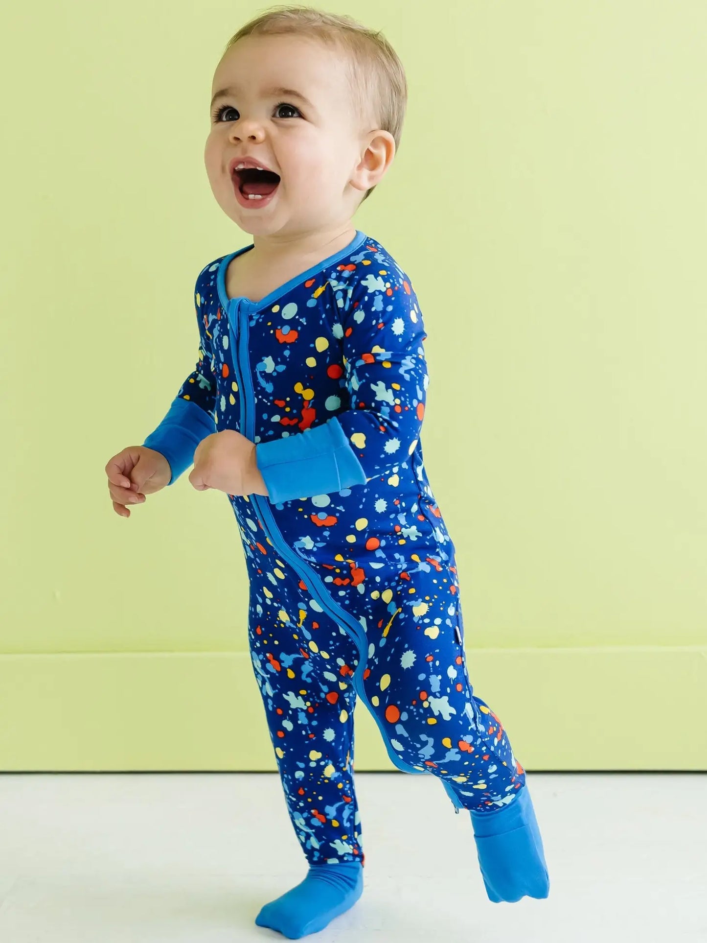 Blue Paint Party Bamboo Convertible Romper/Sleeper