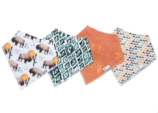 Bison Baby Bandana Bib- 4 Pack
