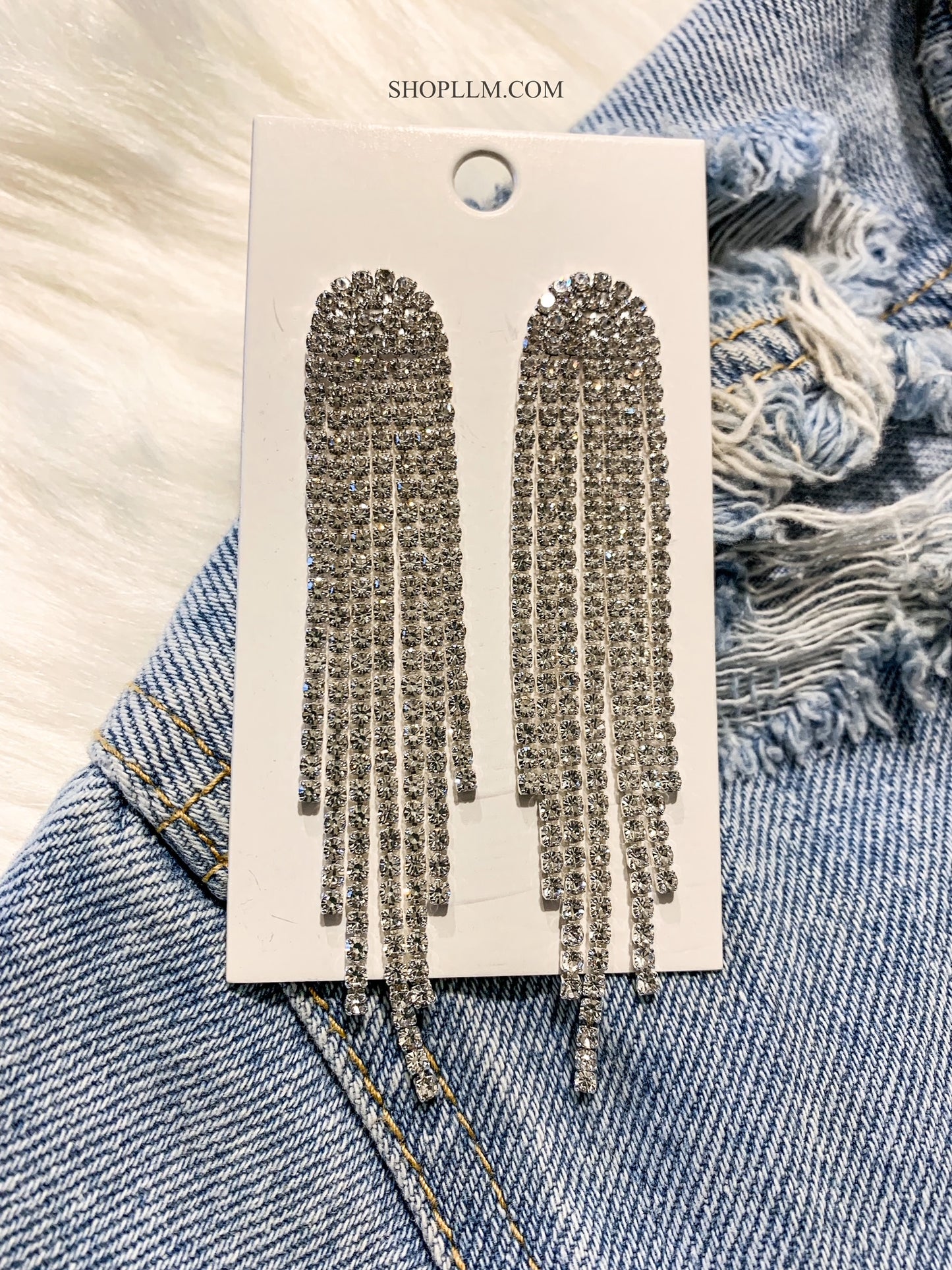 Silver Rhinestone Sparkle Drop Earrings