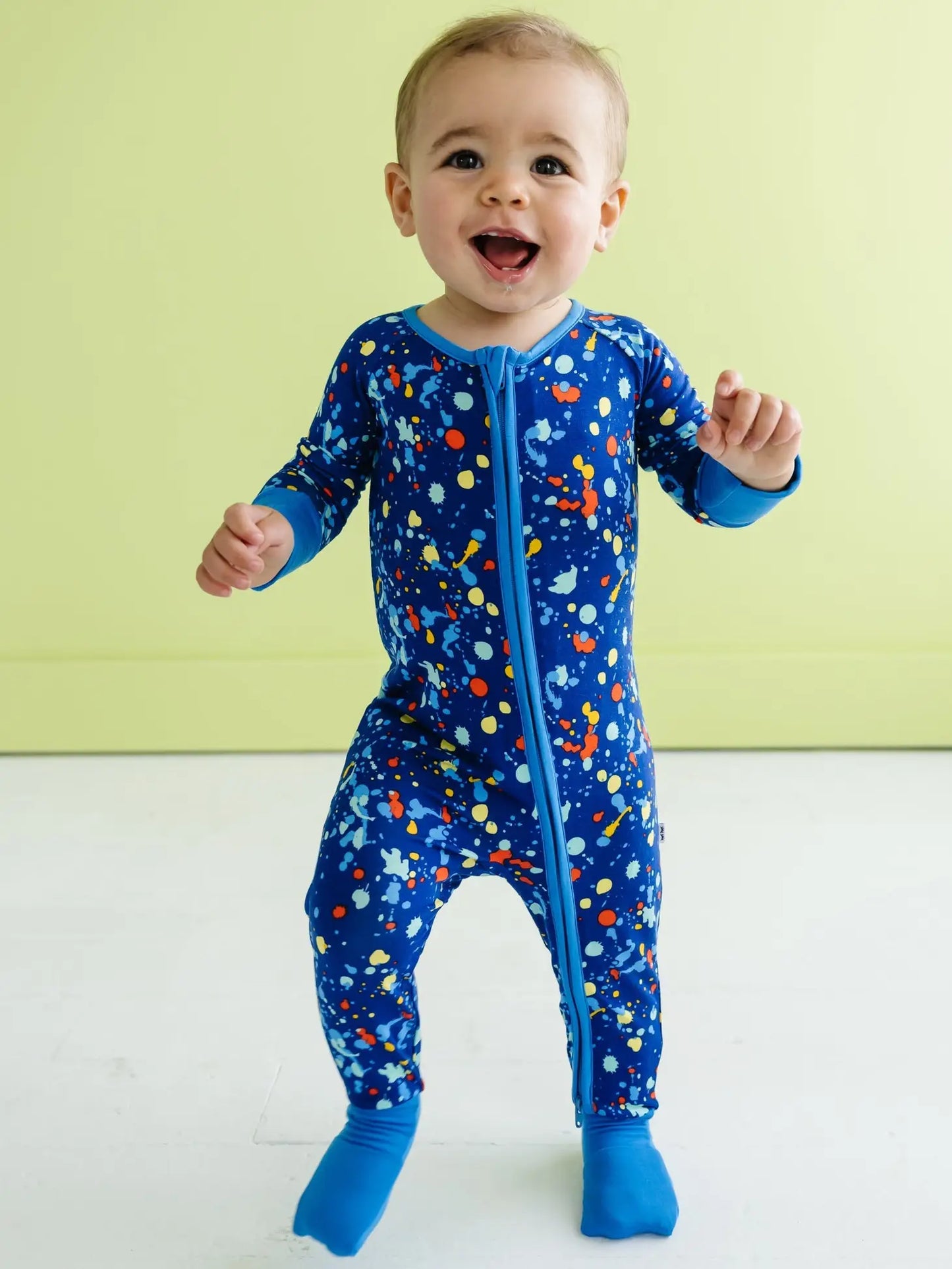 Blue Paint Party Bamboo Convertible Romper/Sleeper