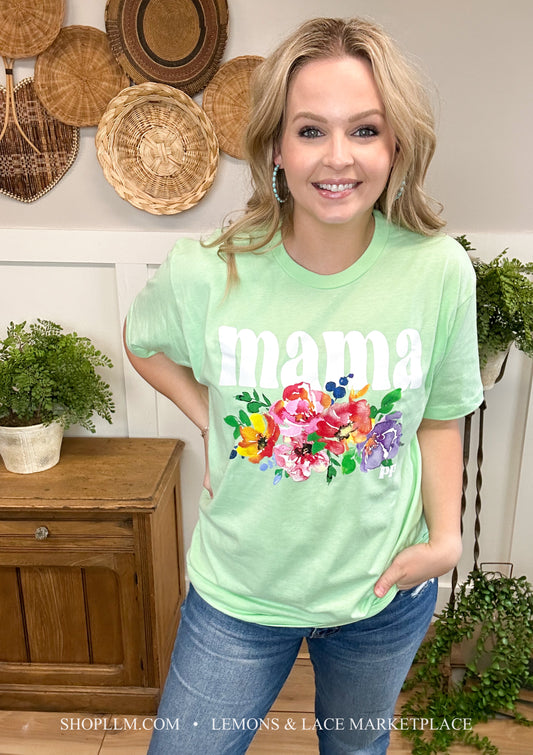 Floral Mama Mint Graphic Tee